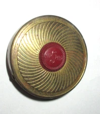 Vintage Coty Air Pun Red Enamel Gold Makeup Blush Compact Beauty Vanity    (A1)