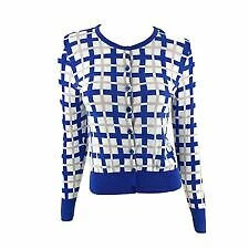 Joan Rivers 格纹开衫毛衣女