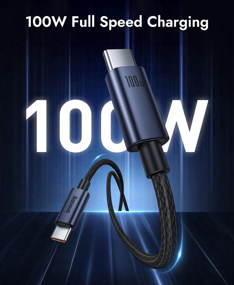 3 pack Baseus USB C Charger Cable 100W PD 5A QC 5.0 Type C Fast Charging USB C - Image 2 of 4