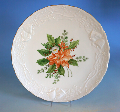 Porzellan Weihnachtsteller Teller mit Weihnachtstern Goldrand (F024-1046)