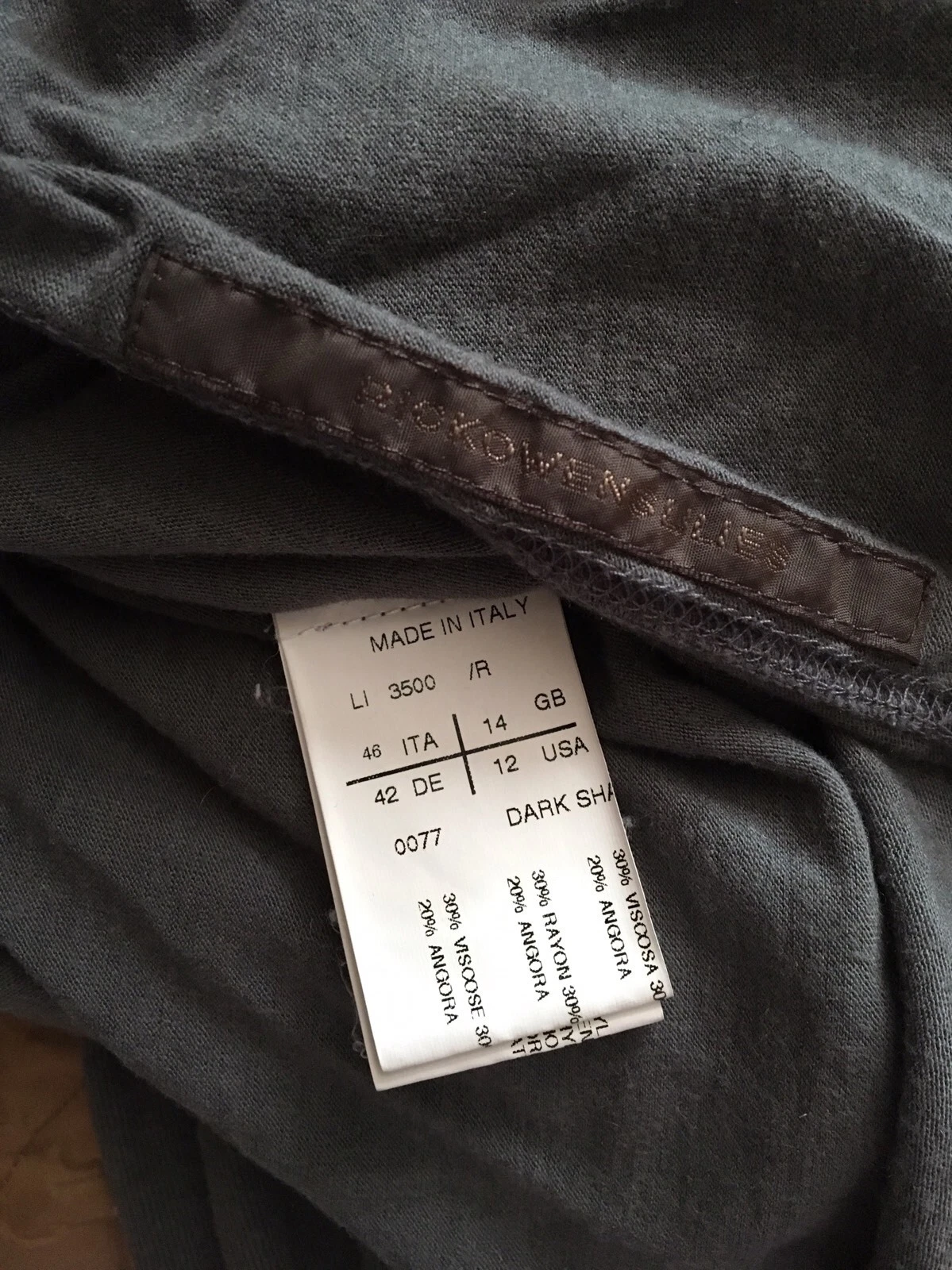 Abito in jersey Rick Owens a maniche lunghe grigio scuro taglia 46 US 12 $800 indossato 1 2