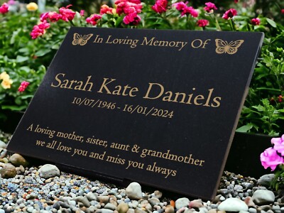 Personalisiertes graviertes Granitdenkmal, Grabmal, Crem, 29x21cm, Schmetterling