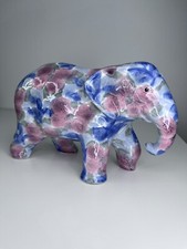 Vintage Park Rose Bridlington England Pottery Floral Elephant Ornament Read