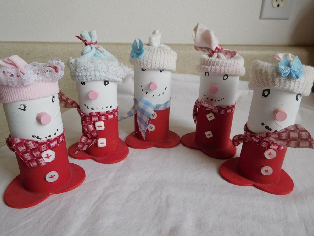 Hand made Toilet/towel paper roll SNOWMEN lot of Christmas