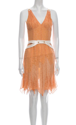 zac posen orange dress Strapless Knee-Length Dress