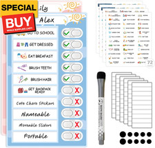 2 in 1 Namable Chore Chart for Kids, Dry Erase Morning/Bedtime Routine Chart for