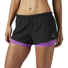 Reebok Women's Running Speedwick 2-In-1 Shorts Black Size M, L NEW W TAG