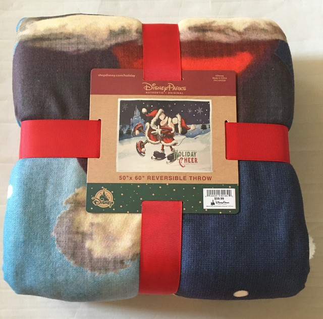 NWT Disney Parks Santa Mickey & Minnie Mouse Reversible Christmas Throw
