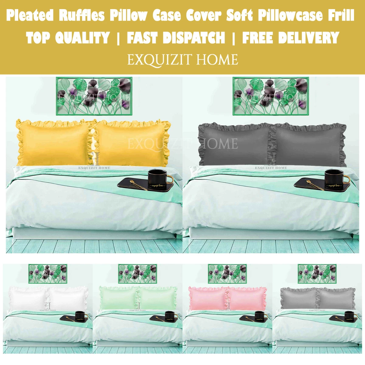 Santiago Ruffle Frilled Pleated Pillowcase Pair Only Plain Pillow
