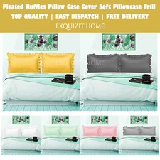 Santiago Ruffle Frilled Pleated Pillowcase Pair Only Plain Pillow covers Bedding