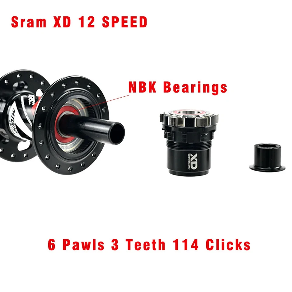 Hub Mountain Bike Hub 009 HG / MS / XD 32 Holes 6 Disc Bolt J-Bend MTB Hub - Image 4 of 4