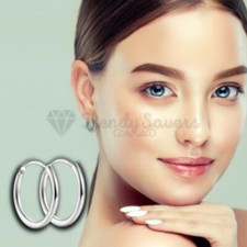 Classic 20MM Cartilage Small Tiny Mini Hoop Earrings 925 Sterling Silver Plated