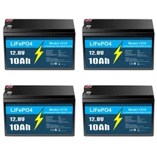 1/2/3/4 Pack 12V 10Ah LiFePO4 Lithium Battery, Deep Cycle, for UPS, E-Scooter