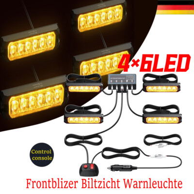 4 X LED Auto Frontblitzer Orange Blitzlicht Warnleuchte LKW Strobe Licht 12V/24V