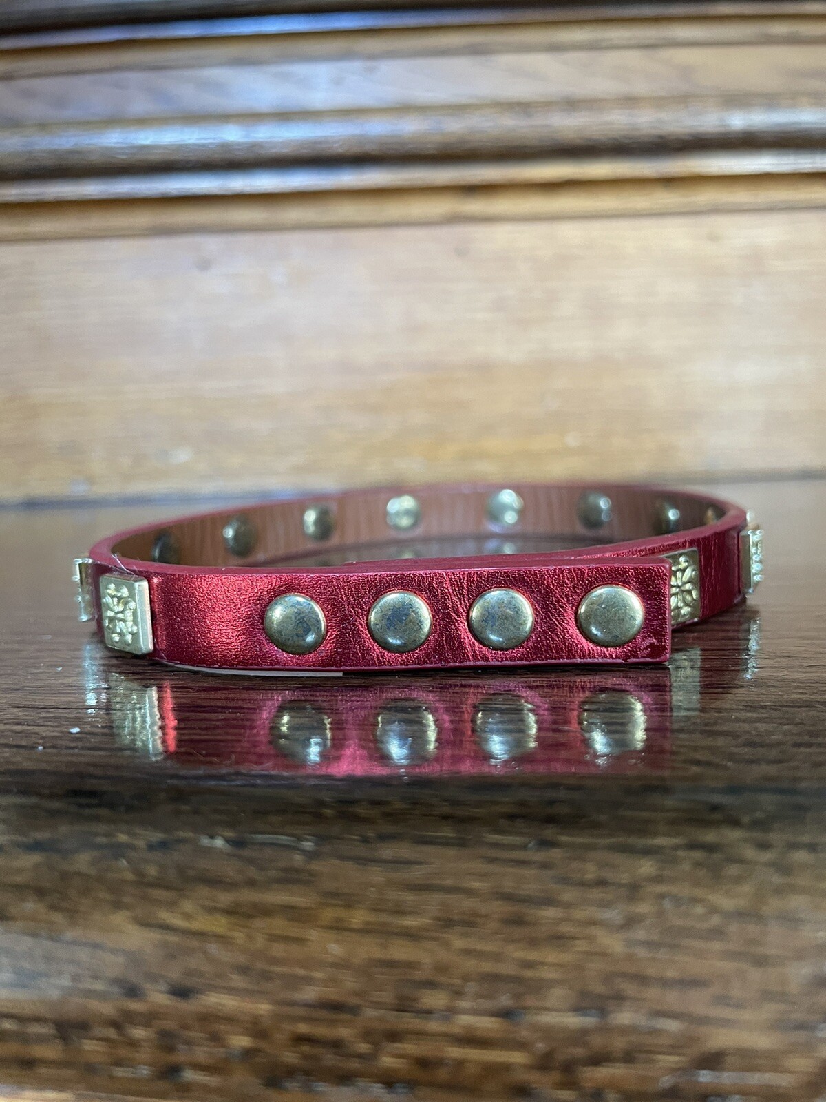 Rustic Cuff Wrap Bracelet Red And Gold - image 2
