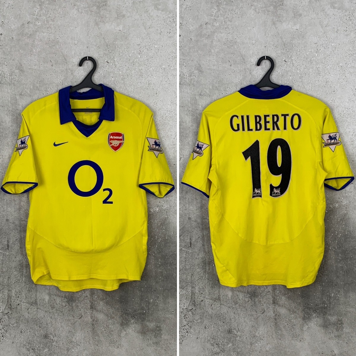 ARSENAL 2003 2004 2005 AWAY FOOTBALL SHIRT #19 GILBERTO NIKE