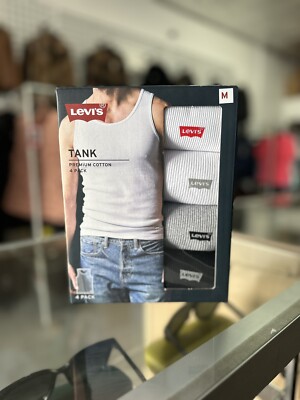 Levi s Mens Premium Cotton Tank Top  4 Pack Multi Color/ Sizes: S,M,L,XL