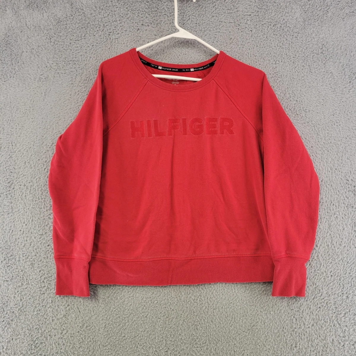 Tommy Hilfiger Sport Sweater Womens M Medium Red Pullover Sweatshirt  Athleisure | eBay