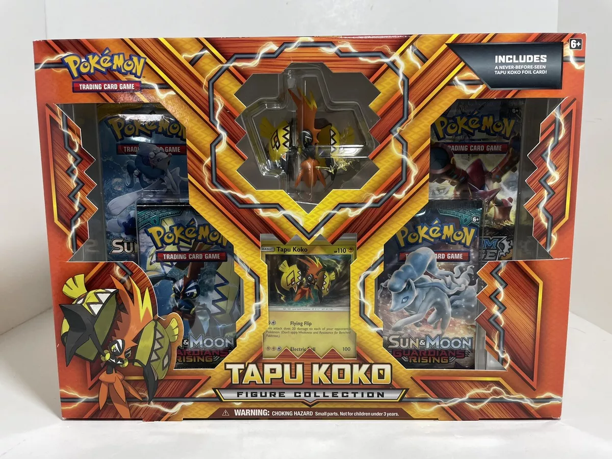 Pokemon TCG Tapu Koko Figure Collection Box ( 4 Booster Packs ) New