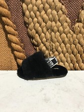 UGG Black Girls Fluff Toddler Slippers Little Kids Slingback Sandals US Size 8