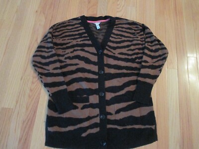 Isaac Mizrahi Animal Print Jacquard Cardigan XXS Runs Big A390251
