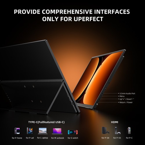 UPERFECT 23.8" 4K Portable Monitor Gaming Screen HDMI USB C External Screen - Picture 6 of 8