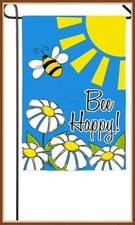 EVERGREEN GARDEN FLAG  BEE HAPPY SUNSHINE  EMBELISHED APPLIQUE' - BRAND NEW