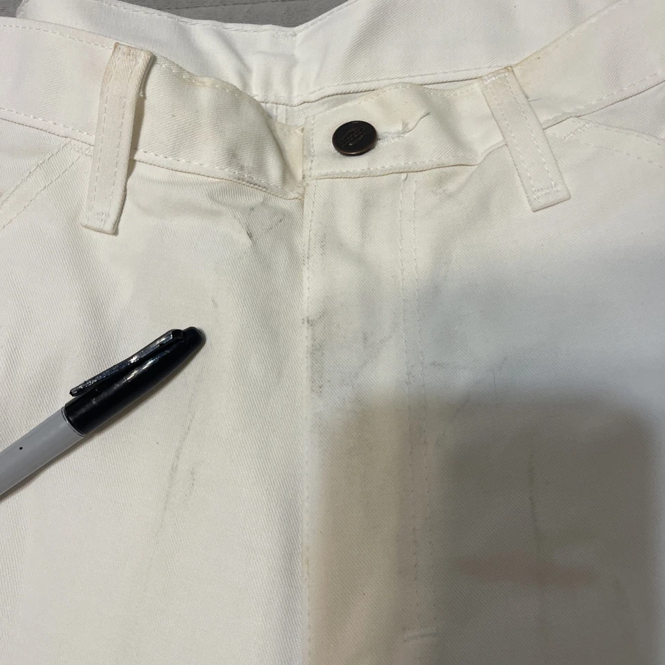 Pantalones Dickies Painters Doble Rodilla Hombre’s 32X30 Blanco Carpintero Ropa de Trabajo Jeans Foto 4 de 4