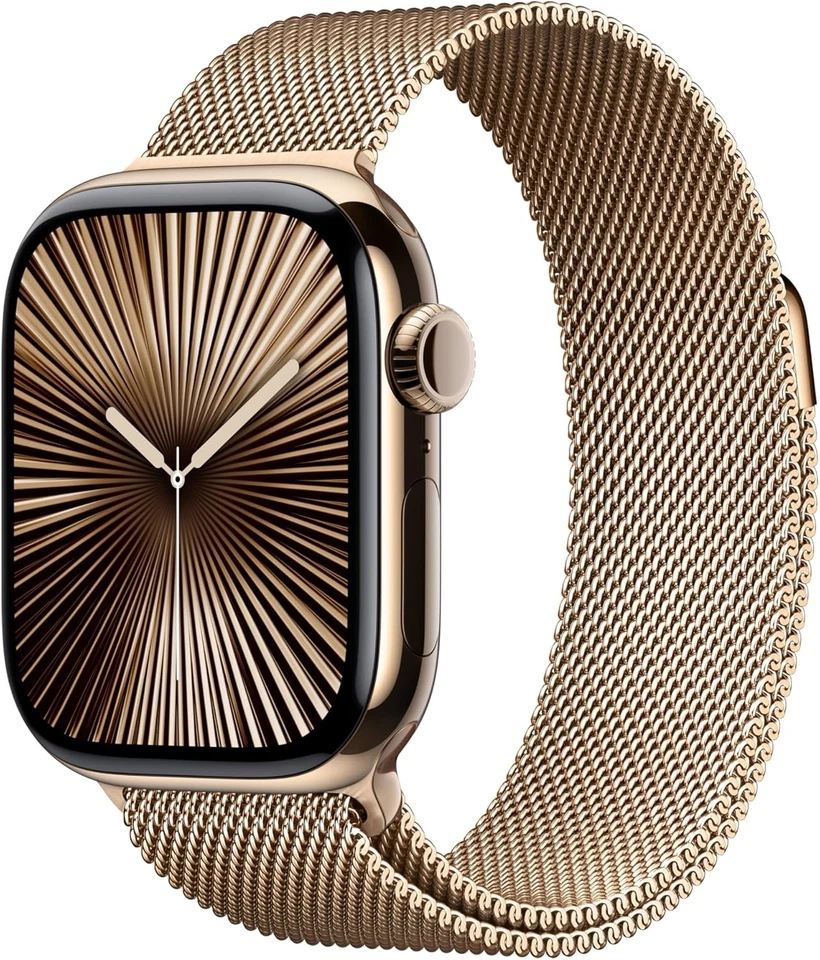 Apple Watch Series 10 (GPS+LTE) 42MM Gold Titanium Case Gold Milanese Loop