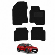 Alfombrillas coche Hyundai Bayon 2021+ totalmente a medida negras 4 piezas almohadilla talón 2 clips