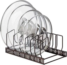 Toplife Pot Lids Organizer Rack for Cabinet and Lid Organizer, Brown 