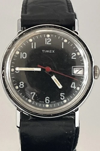 Vintage 1970s Mens Silver Tone Mechanical Military Timex Wristwatch Running H