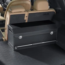 XCF Multifunctional 60L Leather Car Trunk Organizer with Lid and Sturdy Handle
