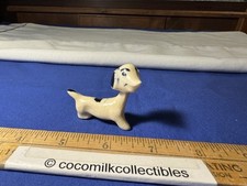 Vintage 1950's Ceramic Dog Figure Bobble Head Nodder White Black Spots Japan
