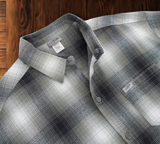 CALTOP Pewter Gray Ombre Old School Lowrider Chicano Biker Flannel Shirt XL NWOT