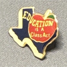 Texas shaped Education Is a Class Act Texas Apple Enamel Lapel Pin for Teachers