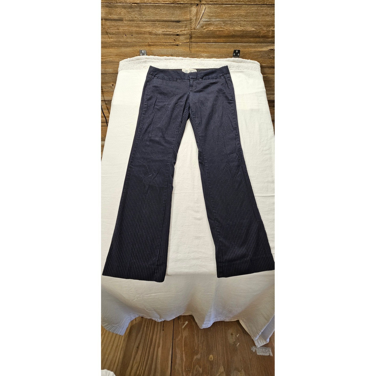 Converse One Star Womens Navy Blue Pinstripe Flare Leg Dress Pants Size 10