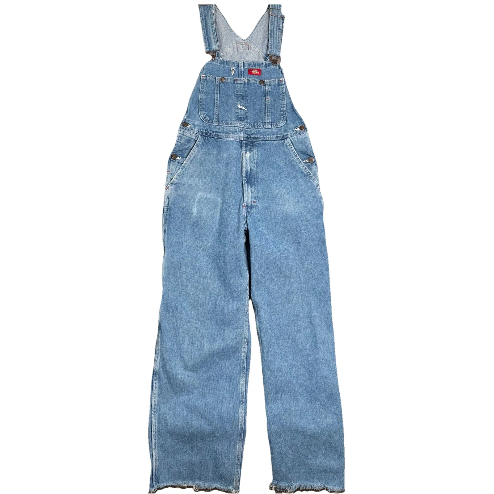 Dickies Denim Bib Overalls Mens 30x28 Medium Wash Carpenter Workwear Utility