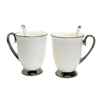 2X Porzellanbecher Kaffeebecher 300Ml Mit LöFfel Queen Isabel