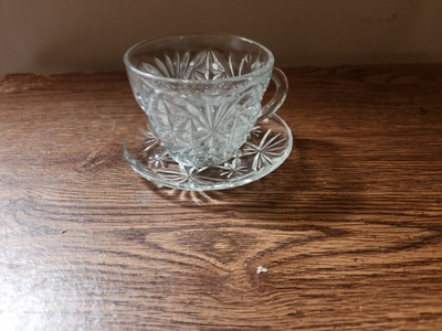 One Vintage Anchor Hocking Star Mug With Saucer 