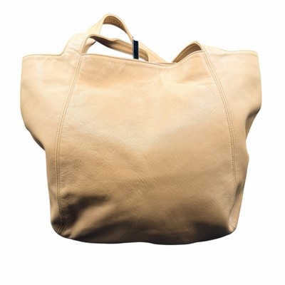 Vintage Coach Glove-Tanned Leather Large Tote Bag Beige Tan