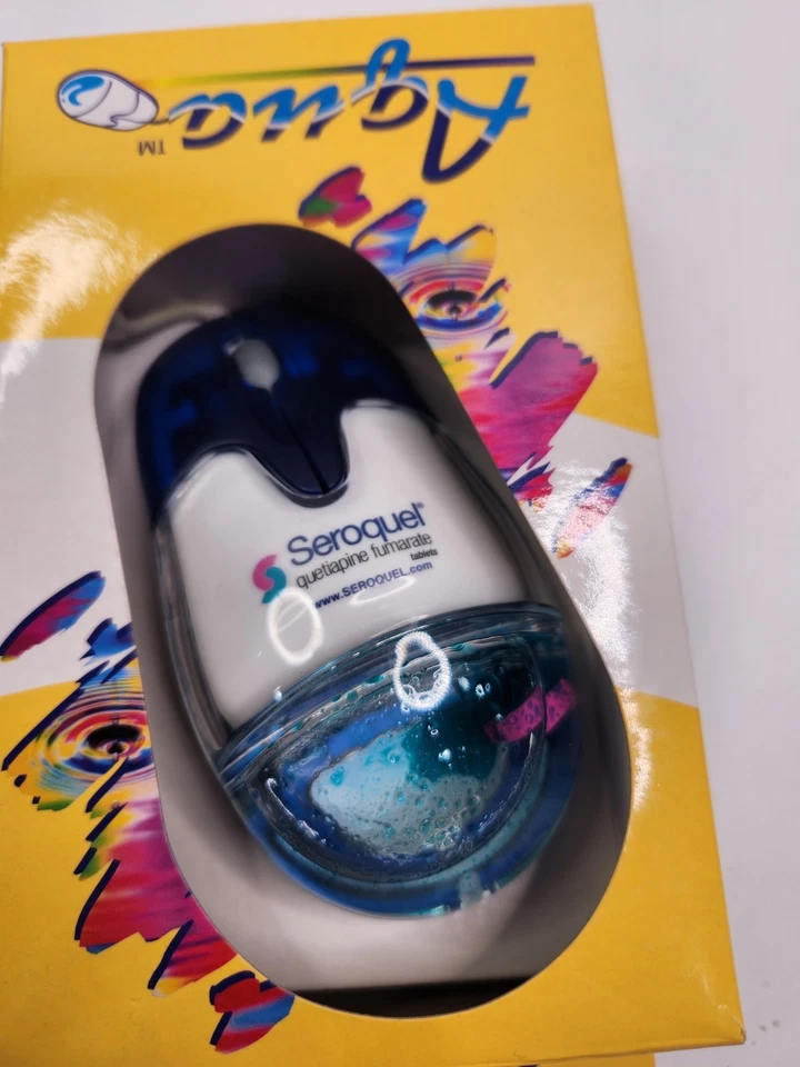 Vintage Seroquel Aqua Computer Mouse PS2  Rollerball Liquid Filled Drug Promo - Image 2 of 4