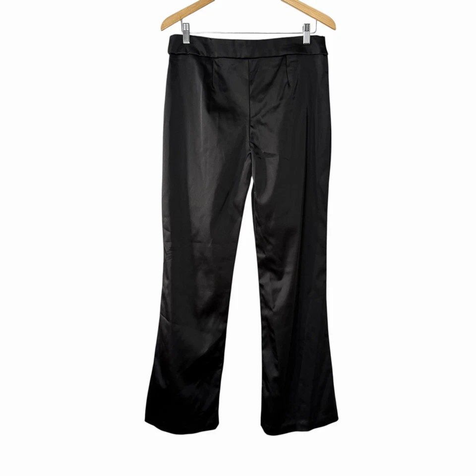 Pantalones de vestir de satén negros para mujer MSK de colección talla 8 estilo pierna acampanada 36831 hechos en EE. UU. Foto 2 de 4