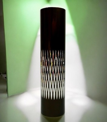 Conrah Vase schwarz eloxiertes Aluminium geätzt Rautenmuster 20 cm Vintage - Wales