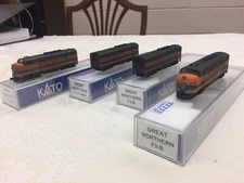 KATO  G.N.  -  EMD F3  A-B-B-A  set  F3-A #353 & #351 B's no #  - lt. weathering