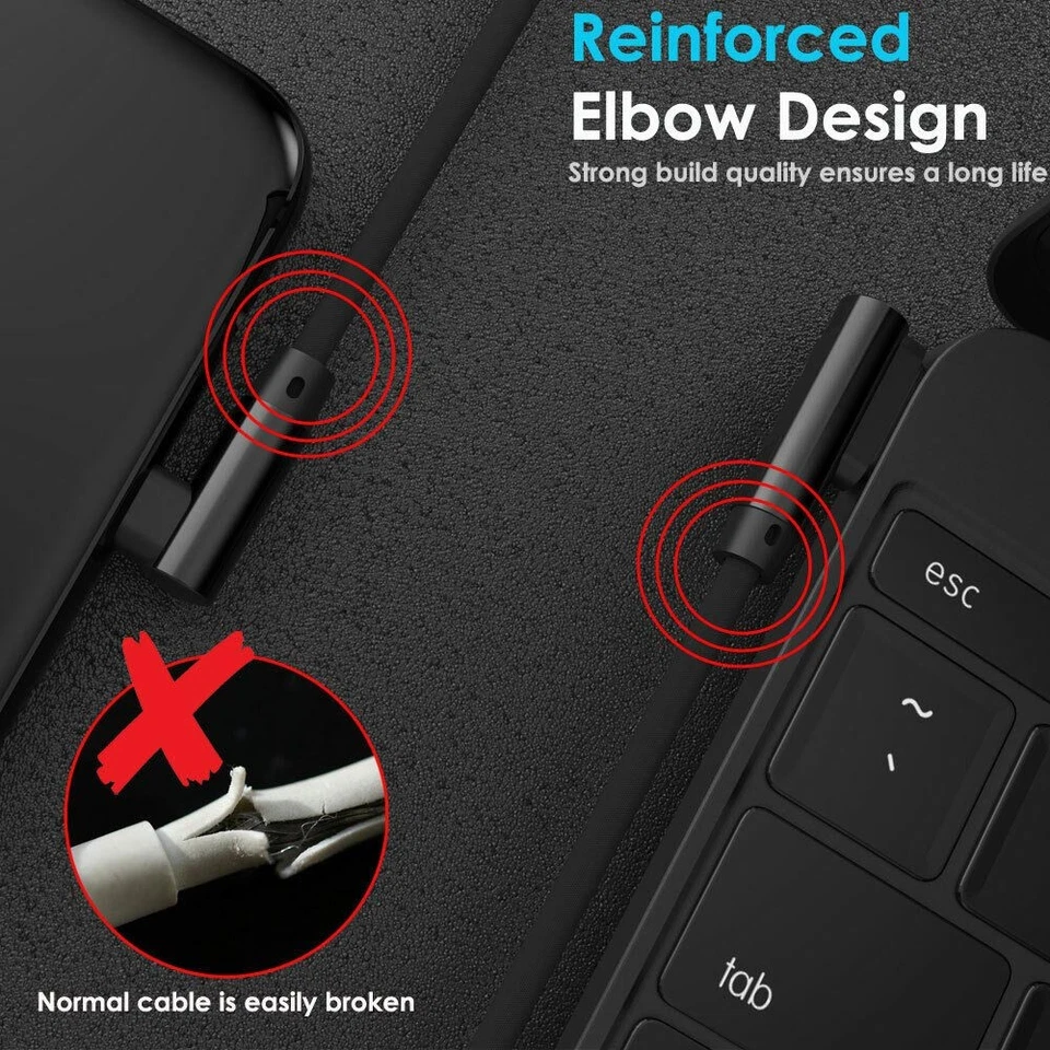 90 DEGREE Right Angle USB Type C Fast Data Sync Charger Charging Cable Lead Wire - Image 4 of 4