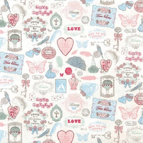 4 x Paper Napkins/33cm/3Ply/Decoupage/Icons of Love