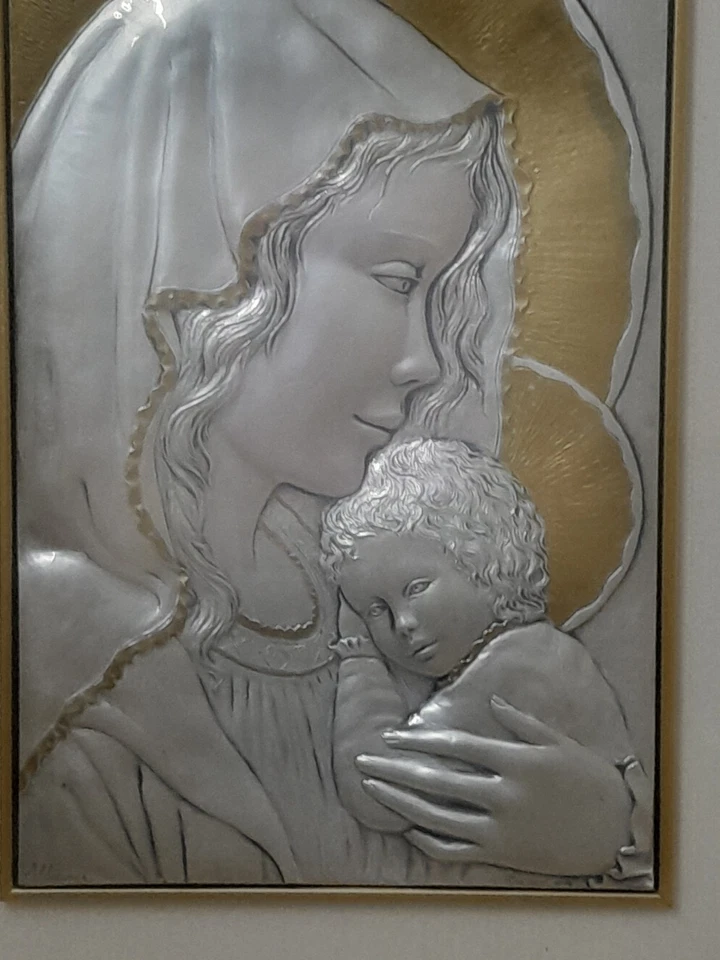 QUADRO CAPOLETTO MADONNA SU LASTRA IN ARGENTO CON CERTFICATO ALLIANI - Immagine 4 di 4