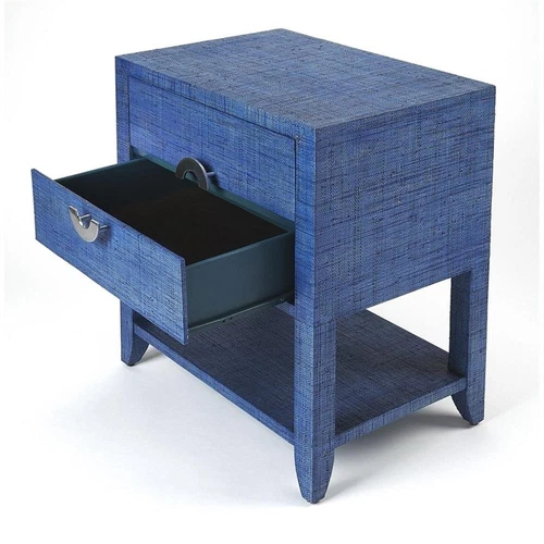 Butler Specialty Amelle Raffia End Table In Blue - Picture 4 of 5