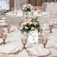 26 Pieces Wedding Table Numbers Cards 1-25 with Head Table Numbers Greenery E...